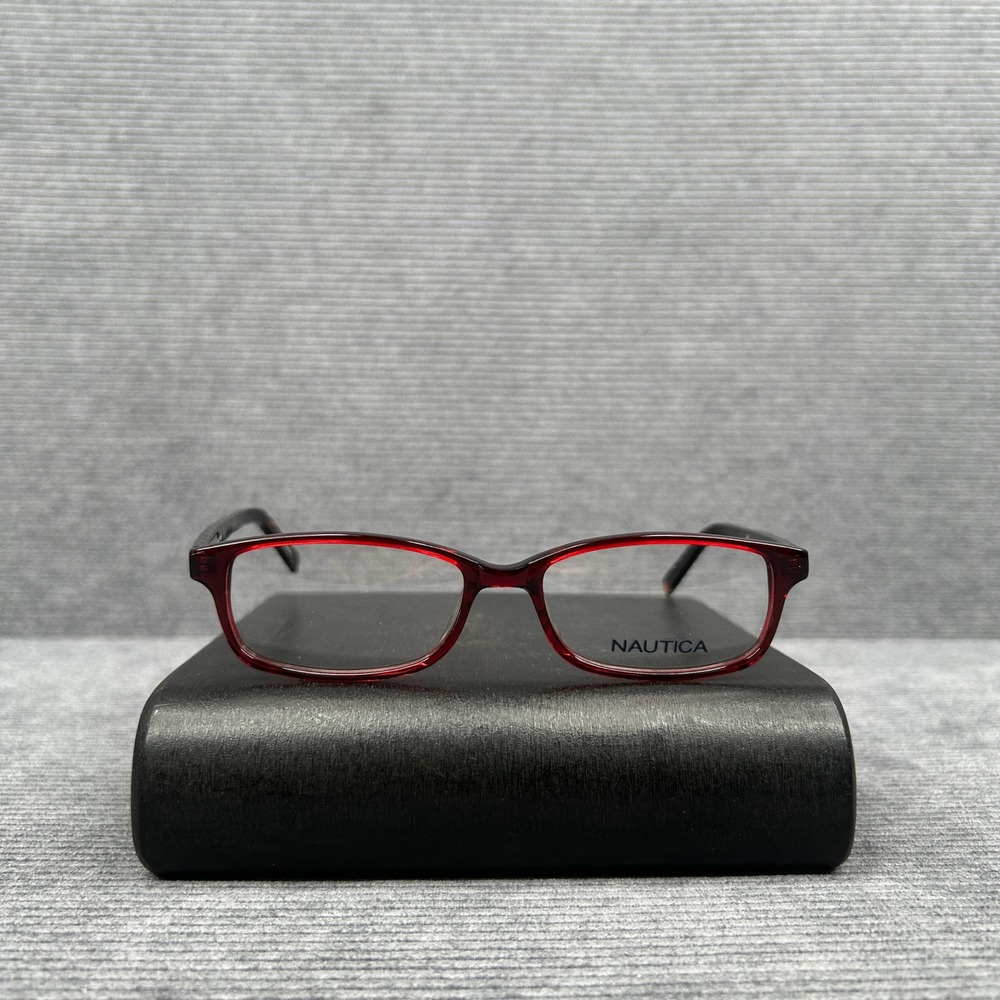 Nautica N8080 Burgundy Red Tortoise Rectangular Y2k Eyeglasses 51 16 135
